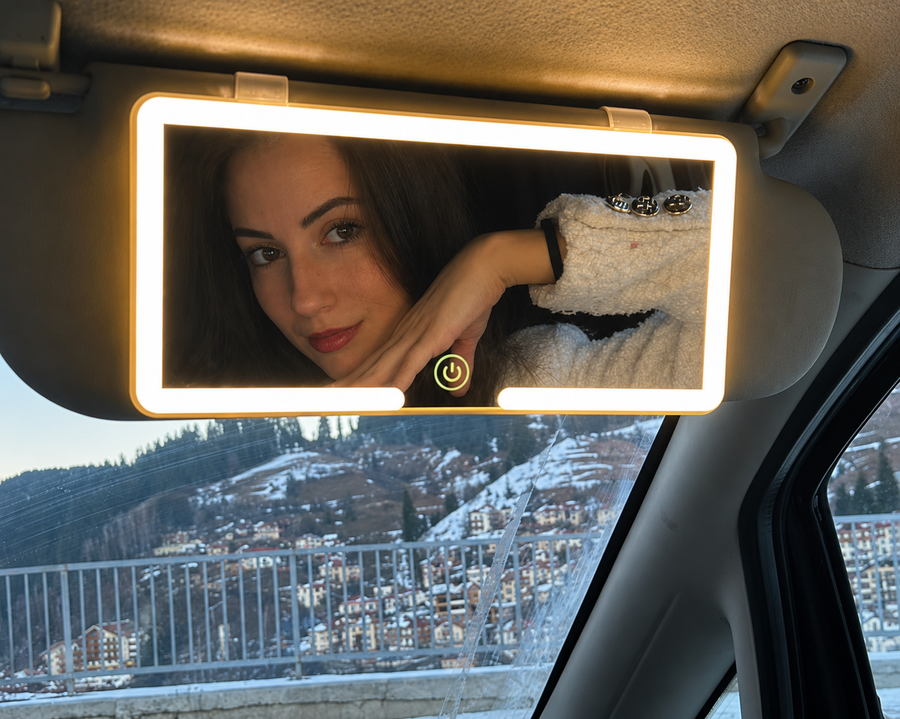 Espejo LED de maquillaje para auto